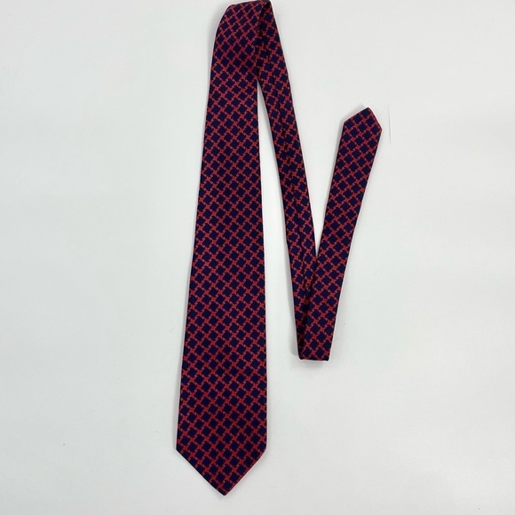 Vintage Christian Dior Navy Blue and Red Knit Power Old Money Quiet Luxury Tie - Picture 8 of 12